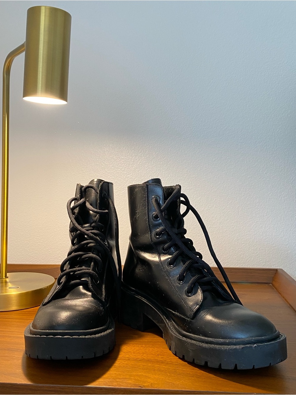 Kenzo Black Lace-Up Platform Combat Boots - Picture 6 of 10